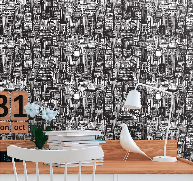 Urban Sketch Chaos city wallpaper - TenStickers