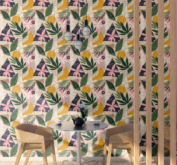 a garden in home Flower Wallpaper - TenStickers