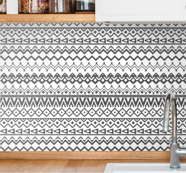 Grey and white geometric motif nordic wallpaper - TenStickers