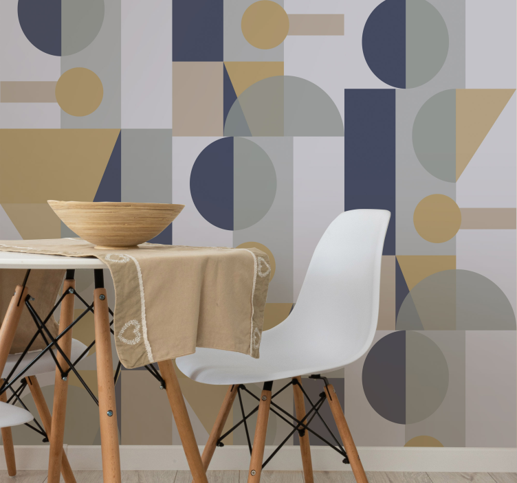 Abstract shapes composition wallpaper geometric - TenStickers