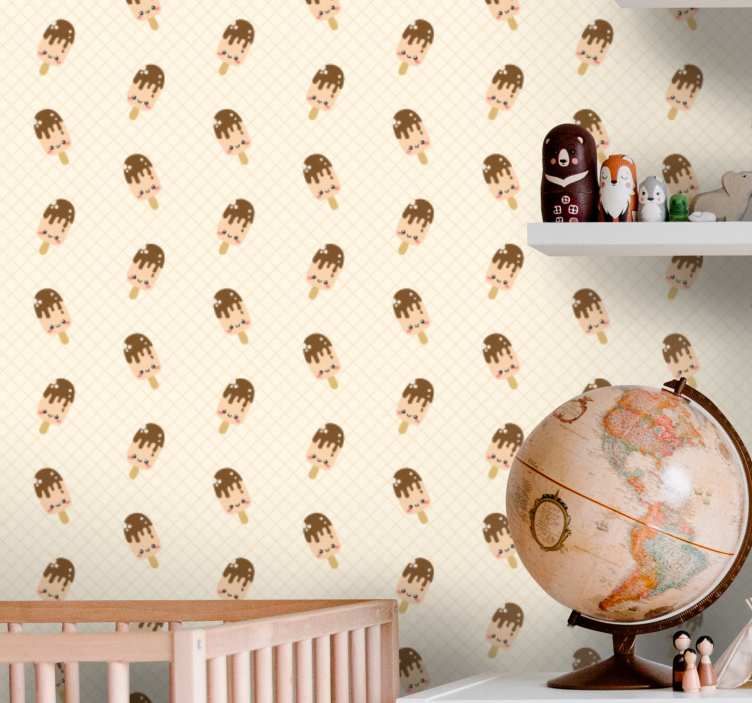 Adorable Ice Cream Cones nursery room wallpaper - TenStickers