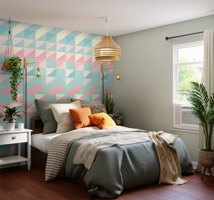 Angular Pastel Triangles wallpaper geometric - TenStickers