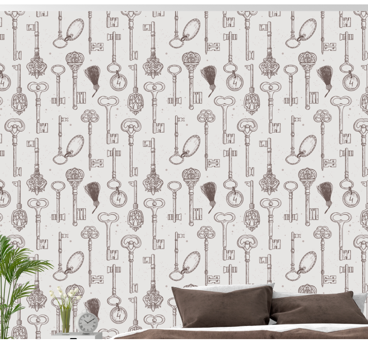Antique Key Motifs art wallpaper - TenStickers