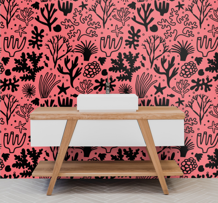 Australian leaves Red and Black  Wallpaper - TenStickers