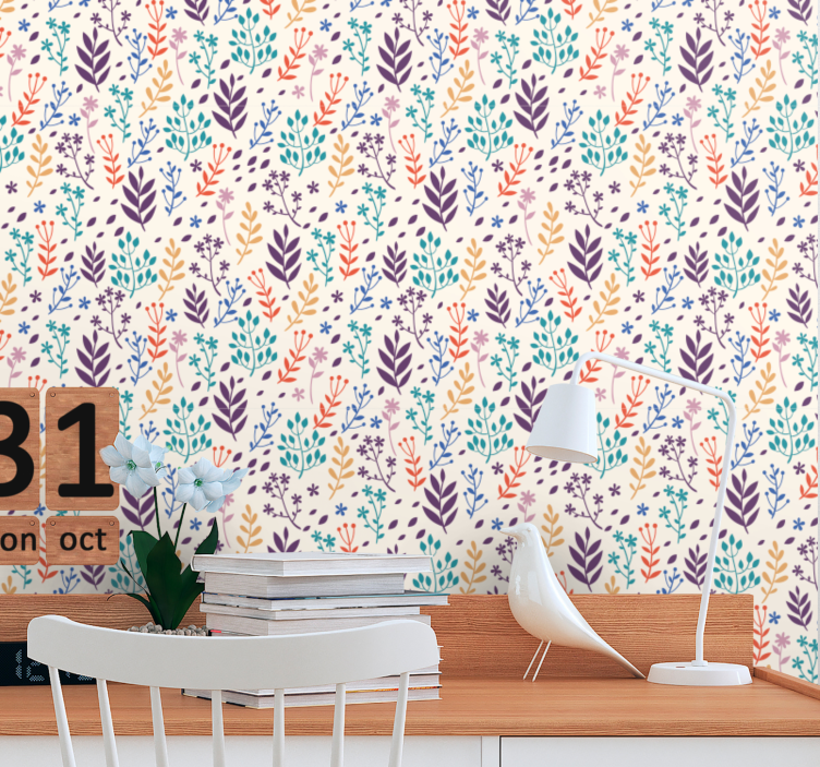Autumnal Leaf Patterns leaves wallpaper - TenStickers