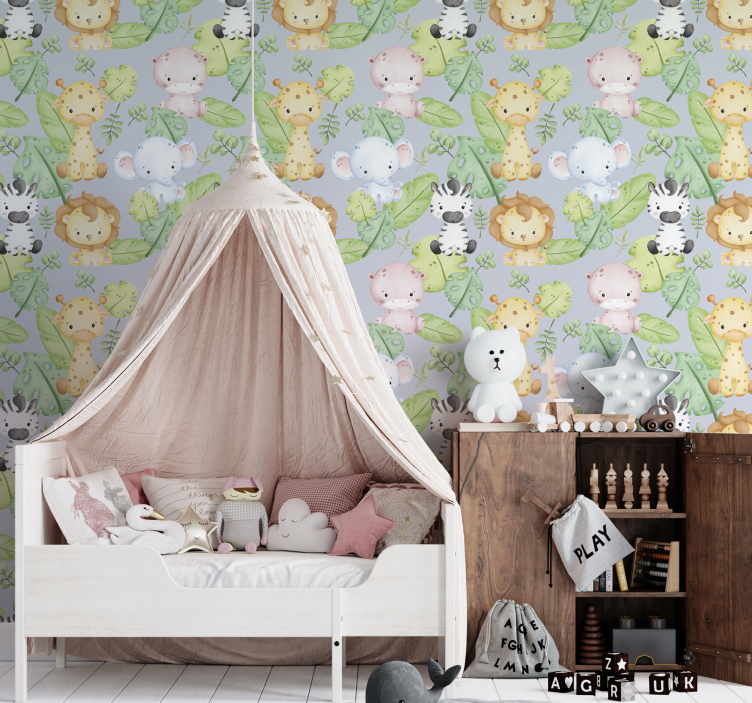 Baby design animal wallpaper - TenStickers