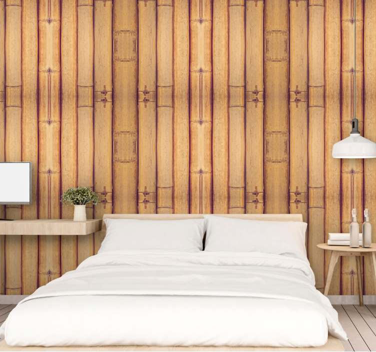 Bamboo wood texture effect wallpaper - TenStickers