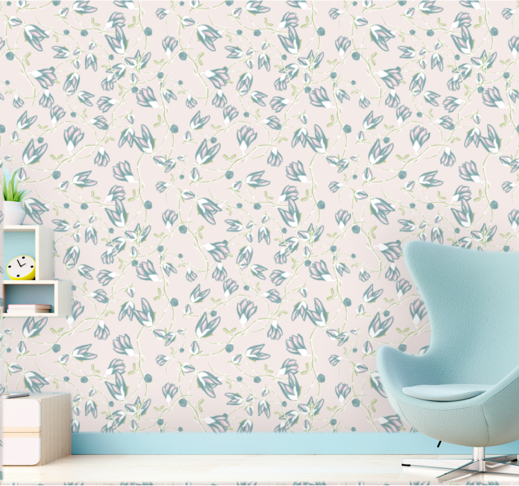 Subtle bloom print flowers wallpaper - TenStickers