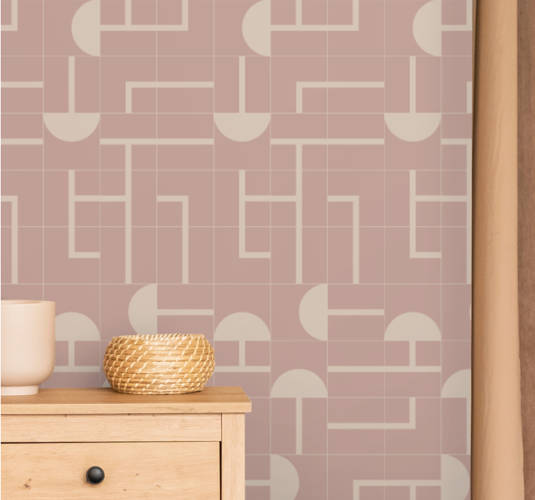 Beige soft shapes wallpaper geometric - TenStickers