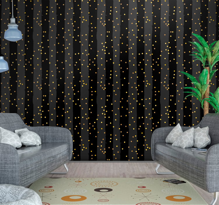 Black and gold stripes Wallpaper - TenStickers