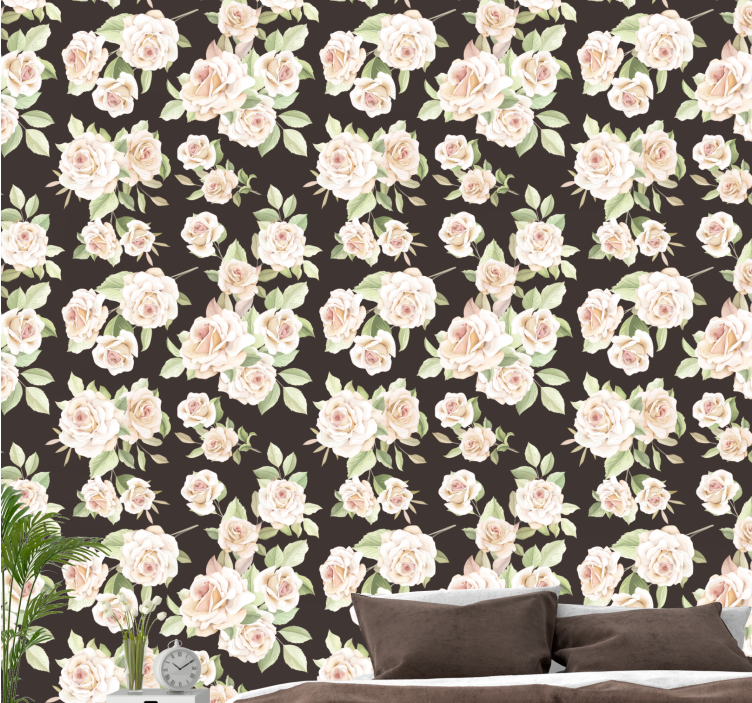 Blooming Roses flowers wallpaper - TenStickers