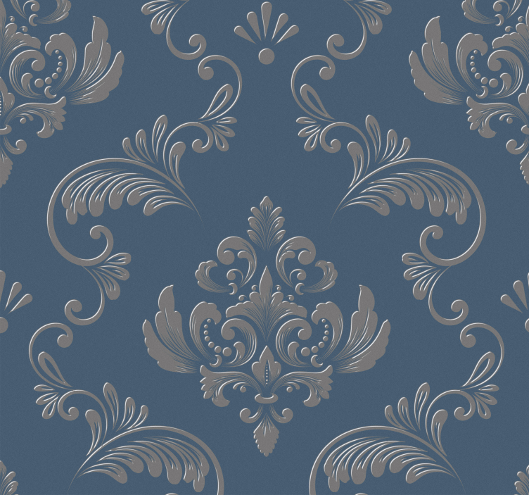 Blue and gold baroque design Rustic Wallpaper - TenStickers