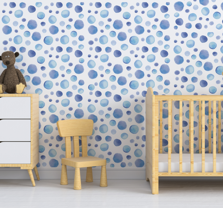 Blue Dot Delight polka dots wallpaper - TenStickers