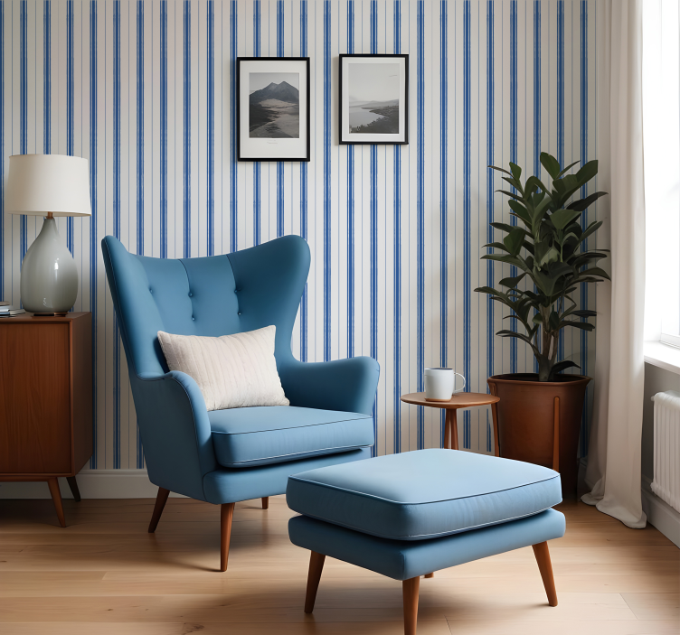 Blue shades wallpaper vertically striped - TenStickers