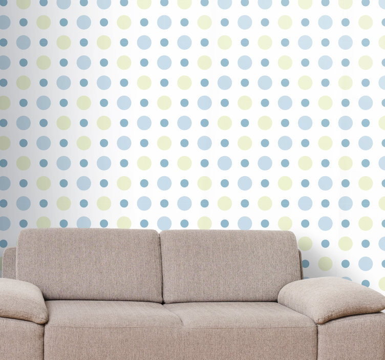 Blue, yellow and white dots Spotty Wallpaper - TenStickers