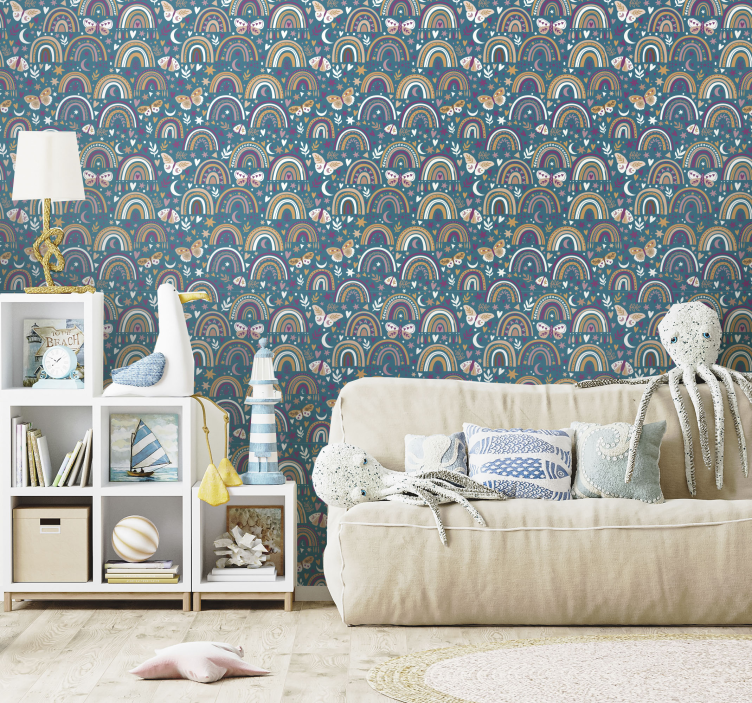 Bohemian Rainbow Motif wallpaper childrens room - TenStickers