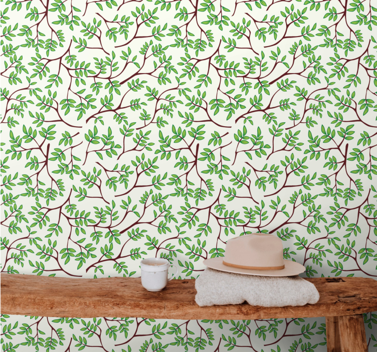 Botanical Branches leaves wallpaper - TenStickers