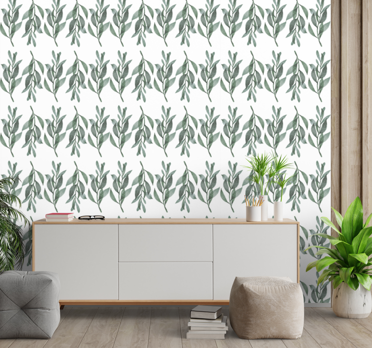 Botanical Foliage leaves wallpaper - TenStickers