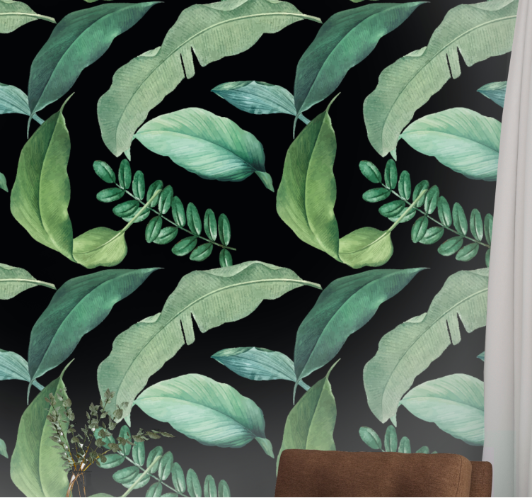 Botanical Leaf Print leaves wallpaper - TenStickers