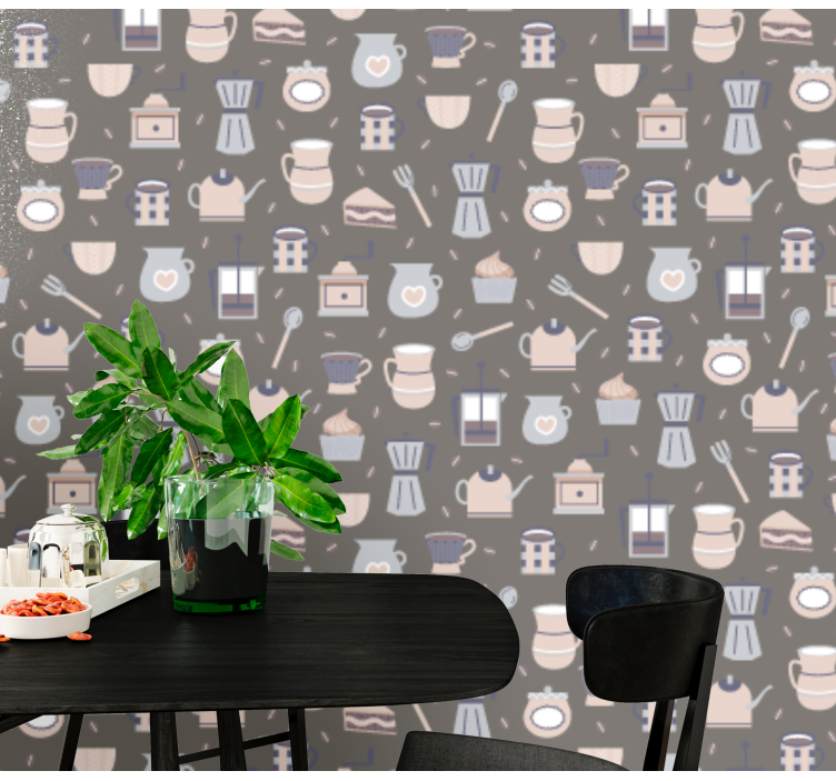 Café Motif Design kitchen wallpaper - TenStickers