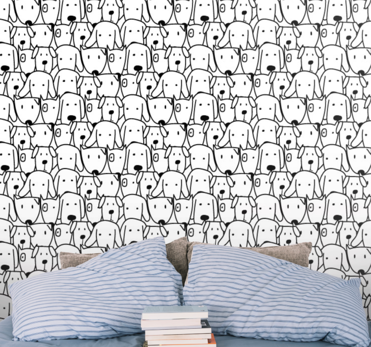 Canine Illustration cute dog wallpaper - TenStickers