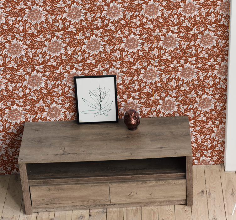 Charming beige display floral wallpaper - TenStickers