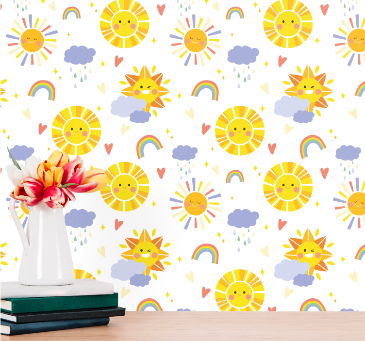 Cheerful Sunshines nursery room wallpaper - TenStickers