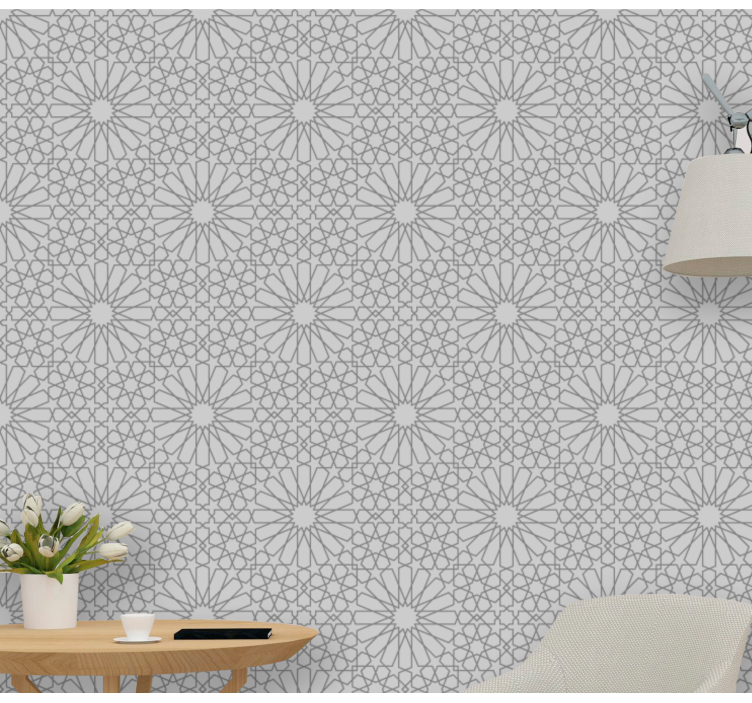 Chic grey print floral wallpaper - TenStickers
