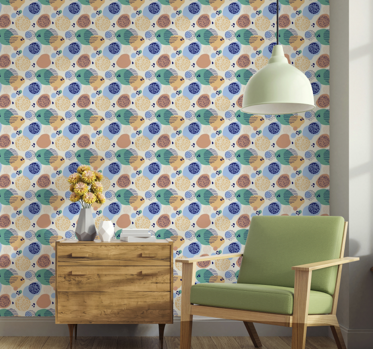 Circular Retro Patterns wallpaper geometric - TenStickers