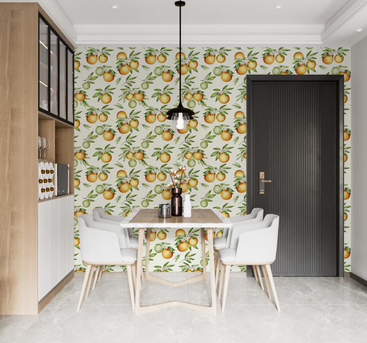 Citrus Fruit Motif wallpaper for dining area - TenStickers