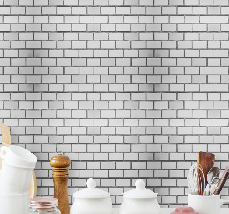Classic grey motif bricks wallpaper - TenStickers