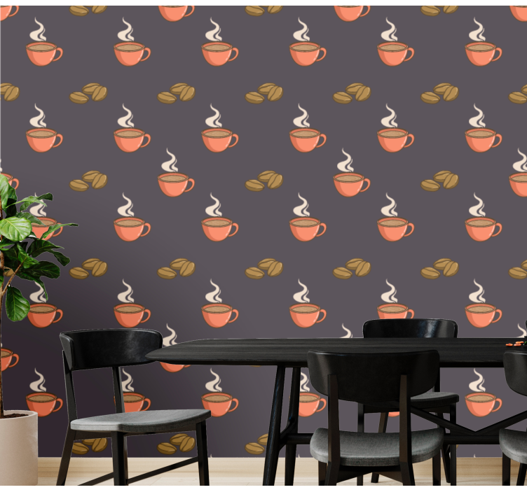 Coffee beans and mug kitchen wallpaper - TenStickers