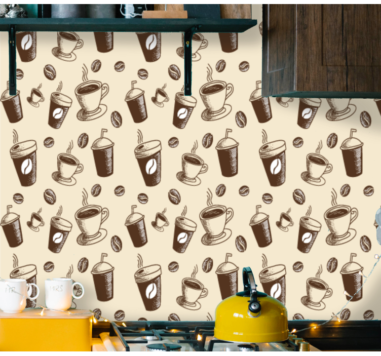 Coffee Motif Design kitchen wallpaper - TenStickers