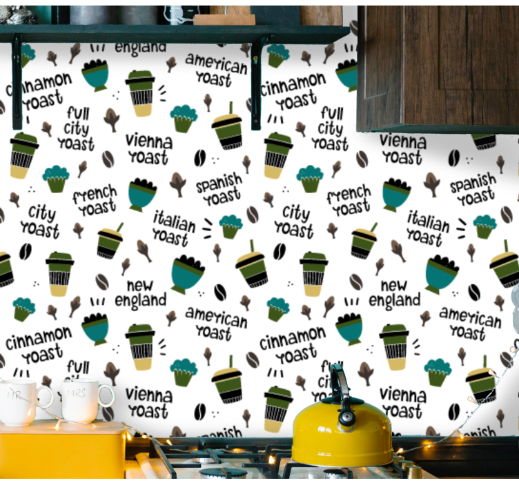 Coffee Roast Pattern kitchen wallpaper - TenStickers