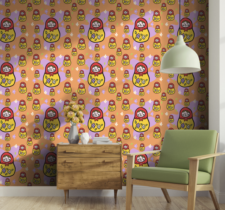 Colorful Matryoshka Dolls animal wallpaper - TenStickers