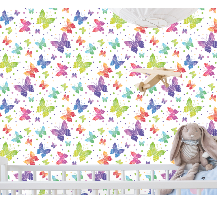 Colorful pattern for babies butterflies wallpaper - TenStickers