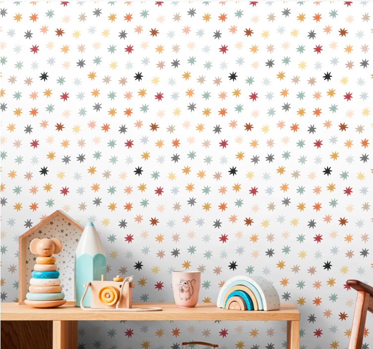 Colorful Stars Pattern wallpaper childrens room - TenStickers