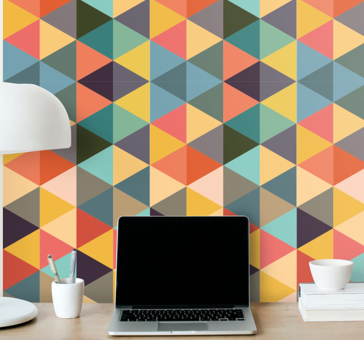 Colorful Triangles wallpaper geometric - TenStickers