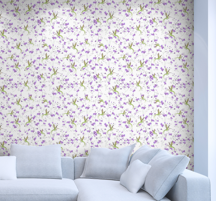 Colourful Hummingbird Grey Animal Wallpaper - TenStickers