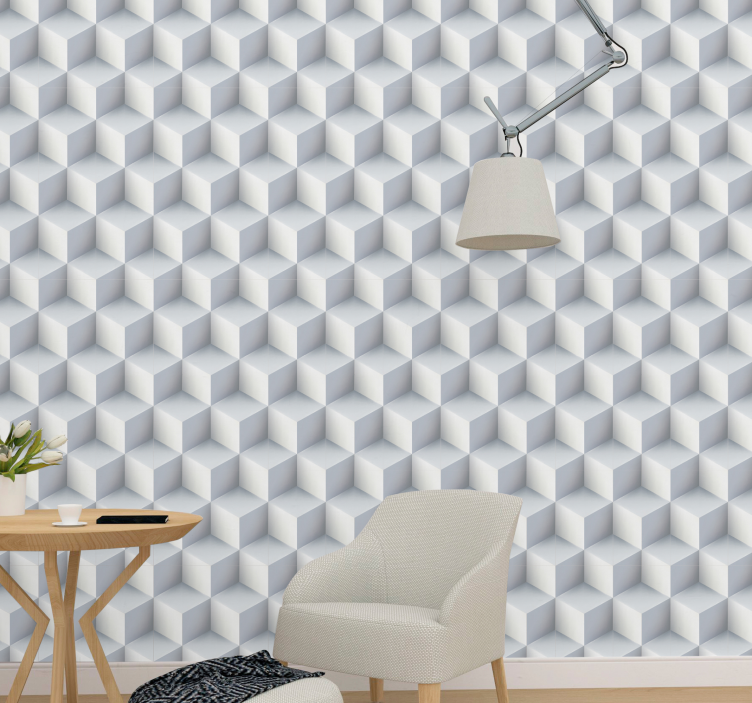 Cubic Illusion wallpaper geometric - TenStickers