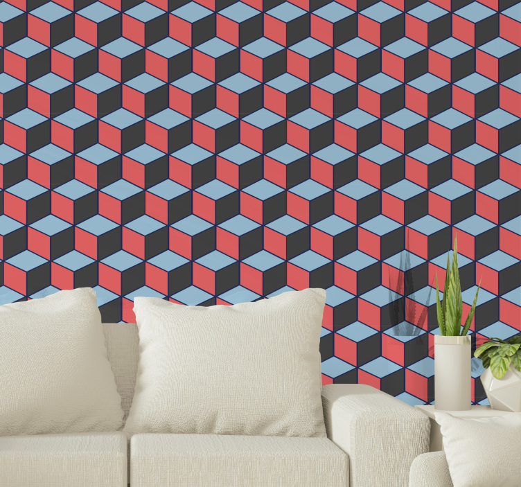 Cubical Illusion wallpaper geometric - TenStickers