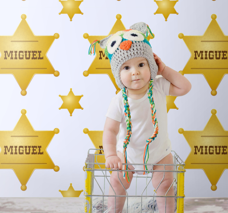 Customizable Sheriff Stars nursery room wallpaper - TenStickers