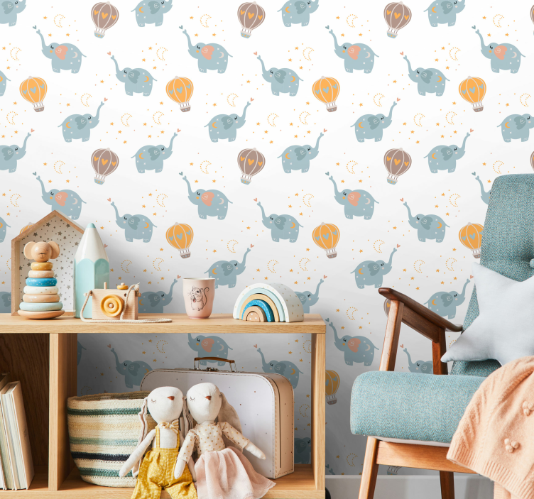Cute elephants for kids children wallpaper - TenStickers