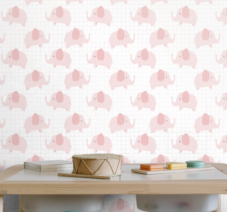 cute pink elephants Childrens Wallpaper - TenStickers