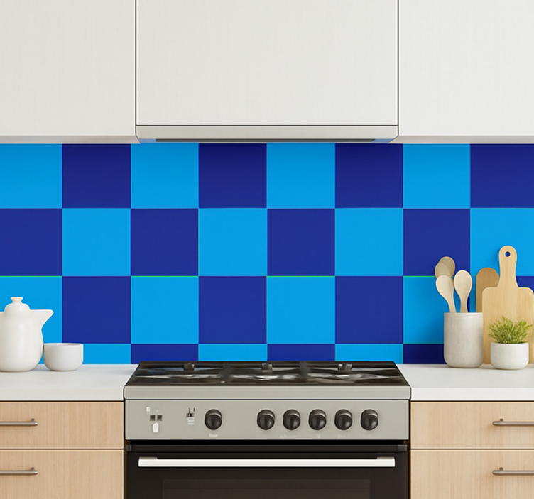Dark and blue motif tile effect wallpaper - TenStickers