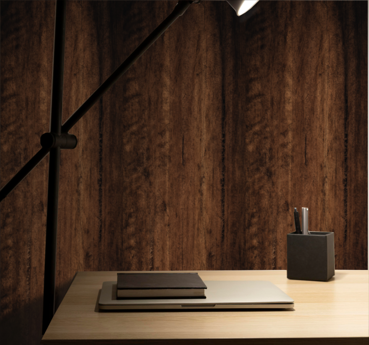 Dark wood texture home office wallpaper - TenStickers