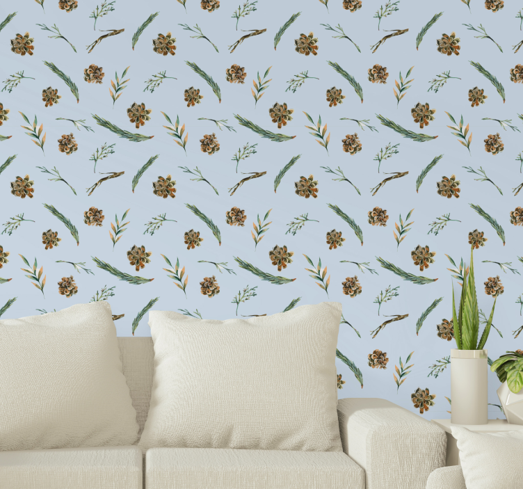 Soft botanical print flowers wallpaper - TenStickers