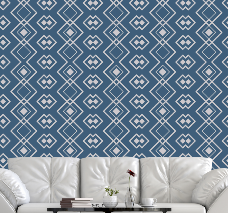 Diamond blue grid wallpaper geometric - TenStickers