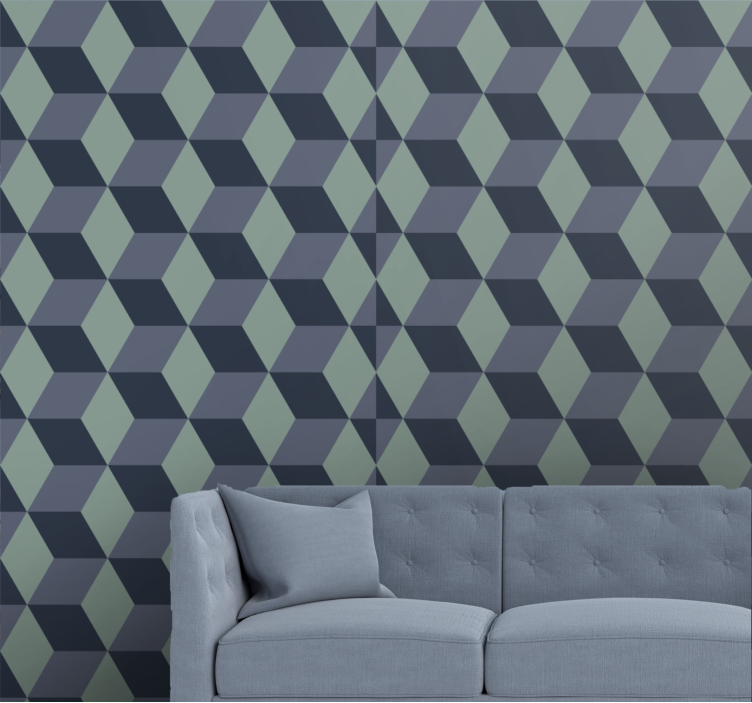 3D cubes pattern wallpaper geometric - TenStickers