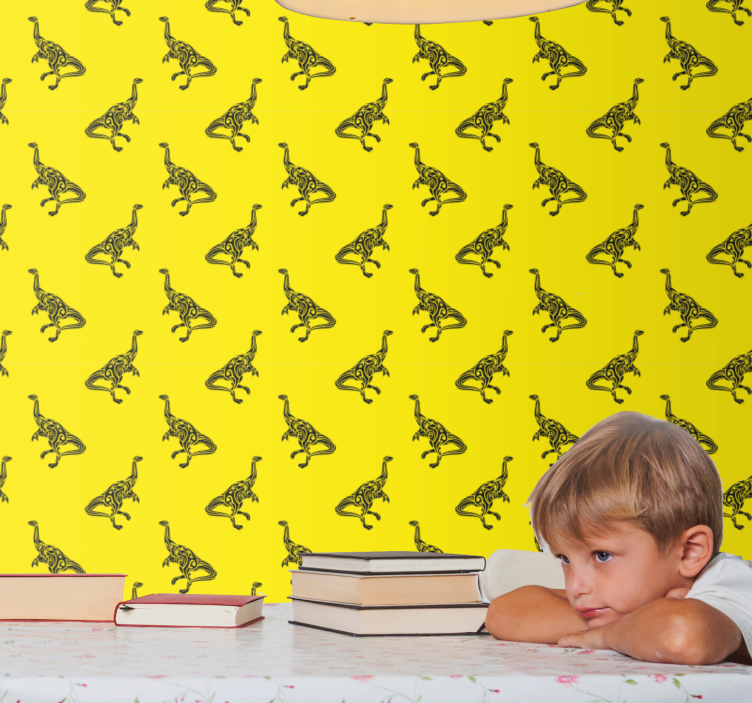 Yellow adventure dinosaurs wallpaper - TenStickers